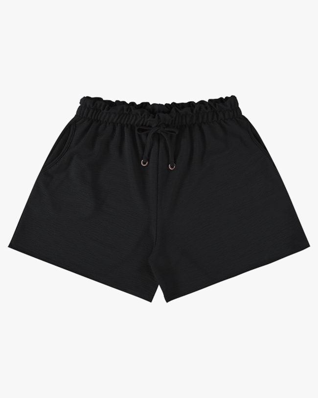 Shorts Feminino em Malha Anarruga - Cereja Rosa - Preto P-01fc90e9-6d3e-40c0-abdb-56fa62456145