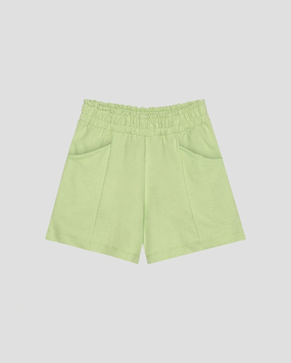 Shorts Feminino em Moletinho com Bolso Cereja Rosa Verde
