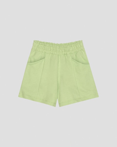 Shorts Feminino em Moletinho com Bolso Cereja Rosa Verde
