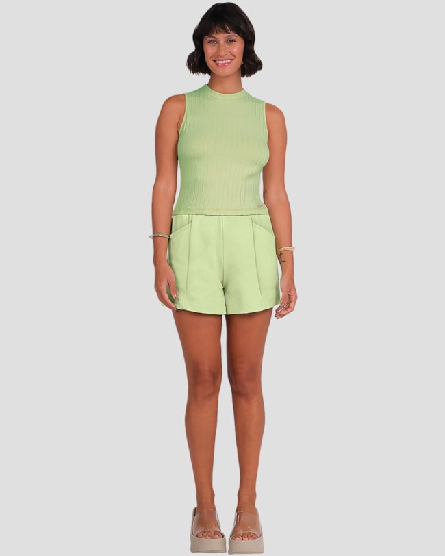 Shorts Feminino em Moletinho com Bolso Cereja Rosa Verde-4889ceda-af19-4748-a249-4708ef276ebe