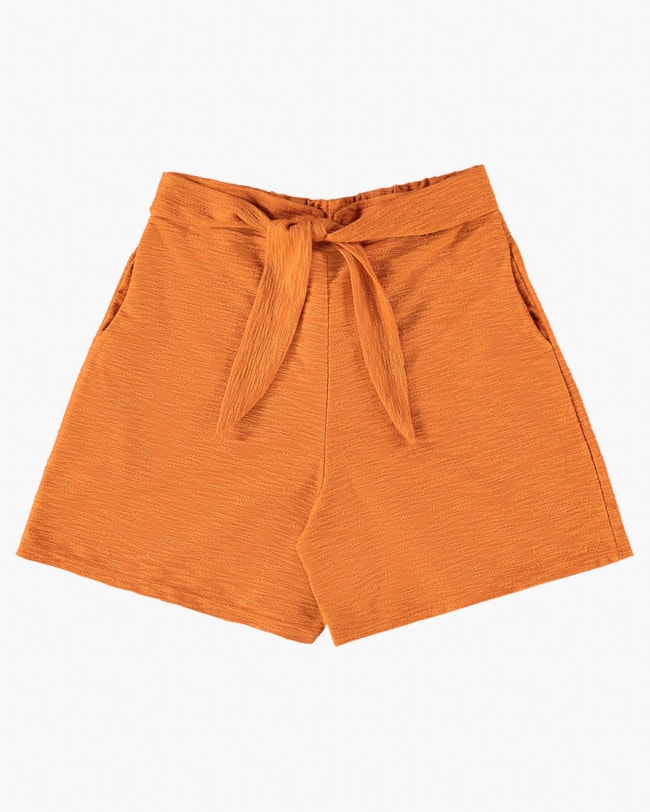 Shorts Feminino em Moletinho com Cinto - Cereja Rosa - Amarelo-aa513d94-4842-4694-9aab-e261d661136f