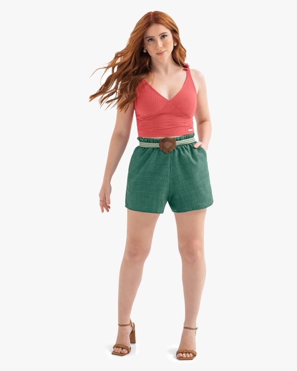 Shorts Feminino em Tecido Cereja Rosa