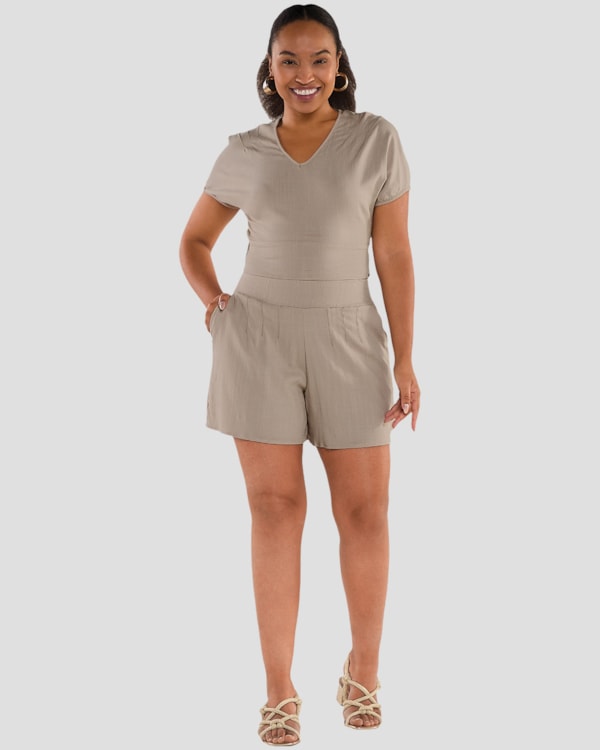 Shorts Feminino em Tecido Viscose com Bolso - Cereja Rosa - Carvalho