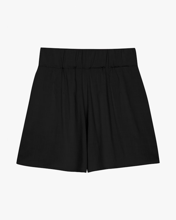 Shorts Feminino em Tecido Viscose com Bolso - Cereja Rosa - Preto