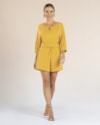 Shorts Feminino em Tecido Viscose Linho - Cereja Rosa - Mostarda-6551044b-e3ec-4350-947e-6d7df406c64c