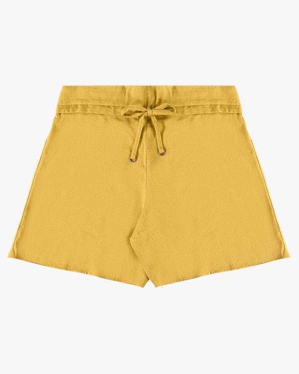 Shorts Feminino em Tecido Viscose Linho - Cereja Rosa - Mostarda