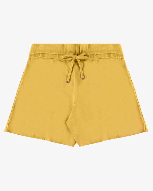 Shorts Feminino em Tecido Viscose Linho - Cereja Rosa - Mostarda-51b3a8e7-7ab5-48f4-a32b-a07f107651f4