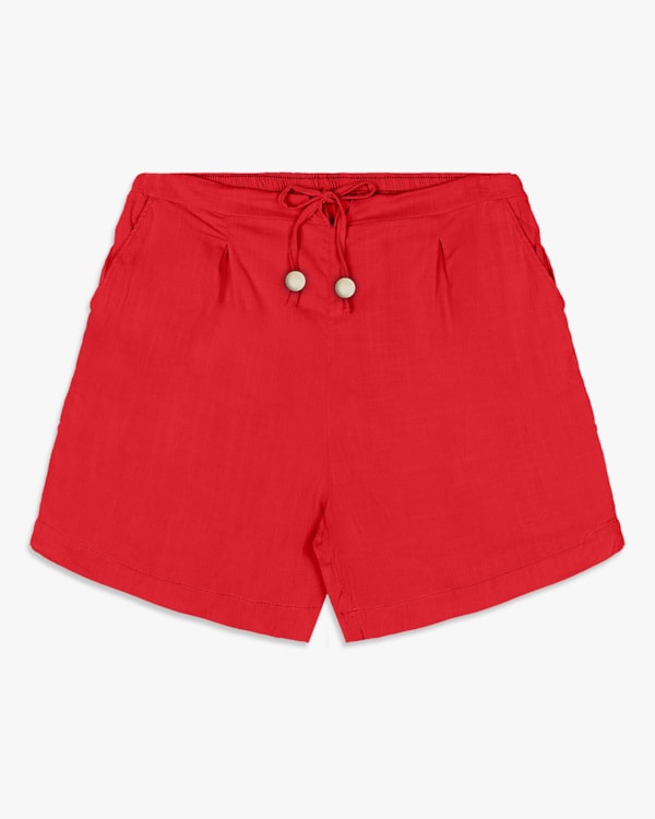 Shorts Feminino em Viscose com Amarração - Cereja Rosa - Cayenne