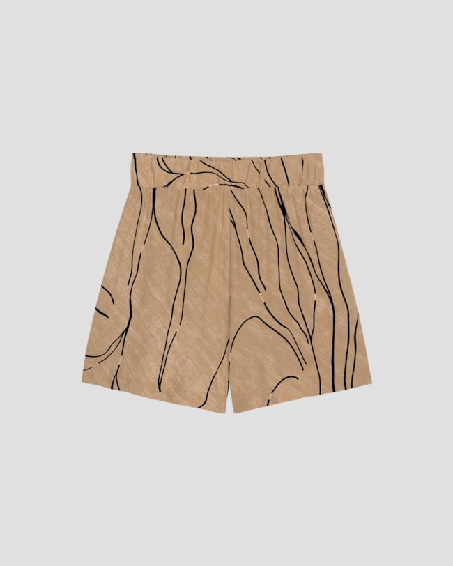 Shorts Feminino em Viscose Estampada - Cereja Rosa - Marrom-281074a8-91cb-4844-9d85-105bf2d23d57