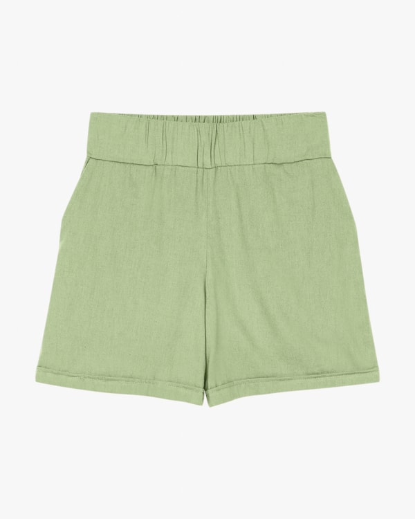 Shorts Feminino em Viscose Linho com Bolso - Cereja Rosa - Mint