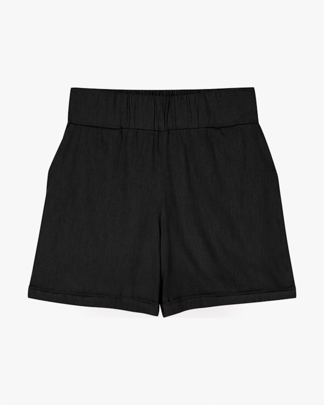 Shorts Feminino em Viscose Linho com Bolso - Cereja Rosa - Preto-2128de25-5a75-406b-ad3b-0213f3585b37
