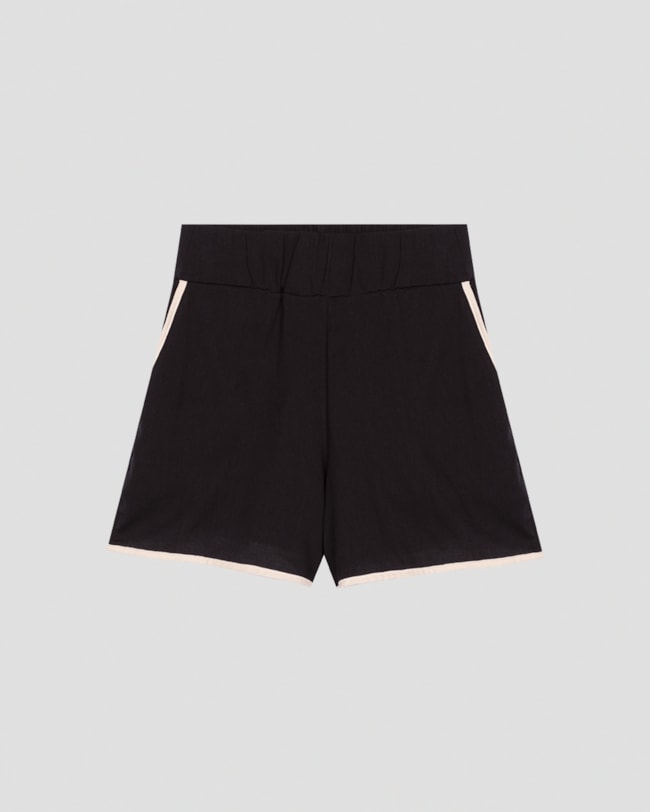 Shorts Feminino em Viscose Linho com Bolso Cereja Rosa Preto-10581c14-ea6b-49d8-9564-f9891dc795b3