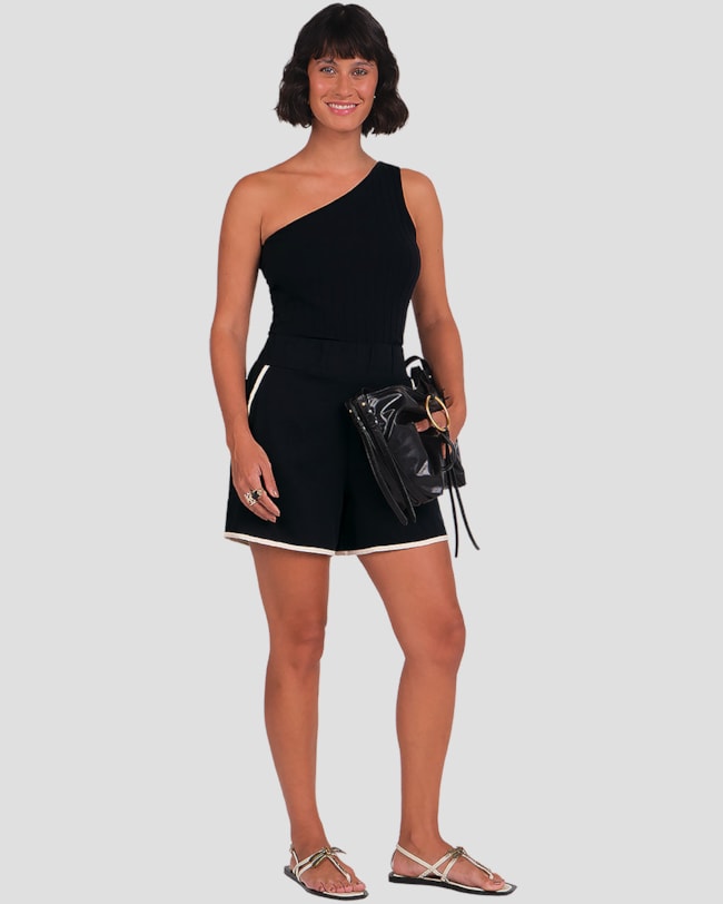 Shorts Feminino em Viscose Linho com Bolso Cereja Rosa Preto-968bab62-959c-4a4b-b9d7-173982f03128