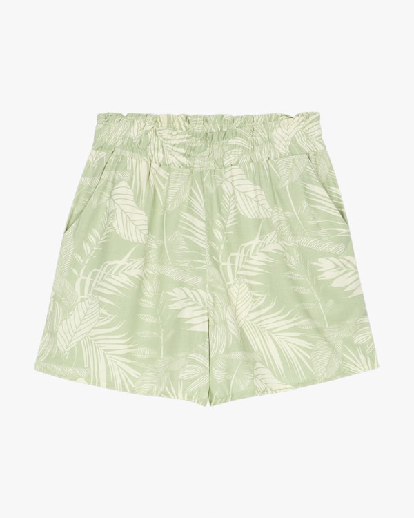 Shorts Feminino Estampado em Viscose Linho - Cereja Rosa - Mint