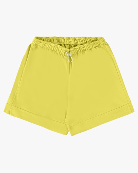 Shorts Feminino Juvenil com Elástico Ajustável - BaseD - Aspargo