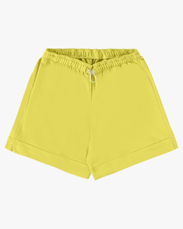 Shorts Feminino Juvenil com Elástico Ajustável - BaseD - Aspargo