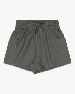 Shorts Feminino Juvenil em Moletinho com Bolso - BaseD - Dark Gray
