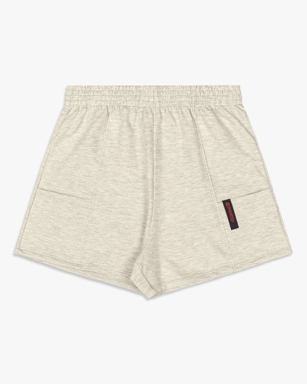 Shorts Feminino Juvenil em Moletinho com Bolso - BaseD - Mescla Banana