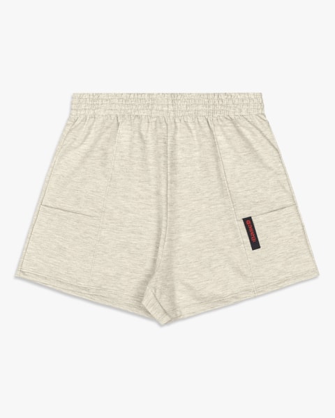 Shorts Feminino Juvenil em Moletinho com Bolso - BaseD - Mescla Banana