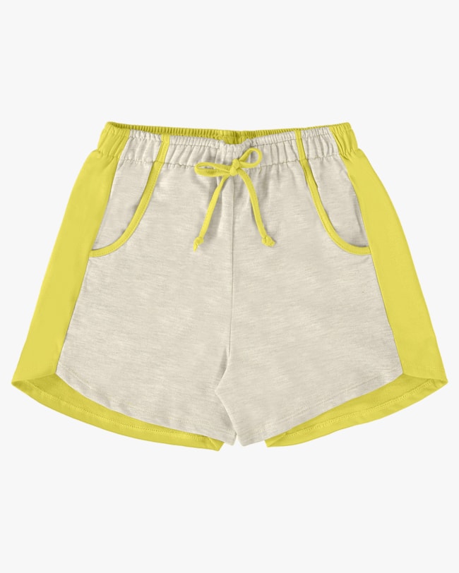 Shorts Feminino Juvenil em Moletinho com Bolsos- BaseD - Aspargo-1a5f3093-6590-46df-bad0-21edaace9d27