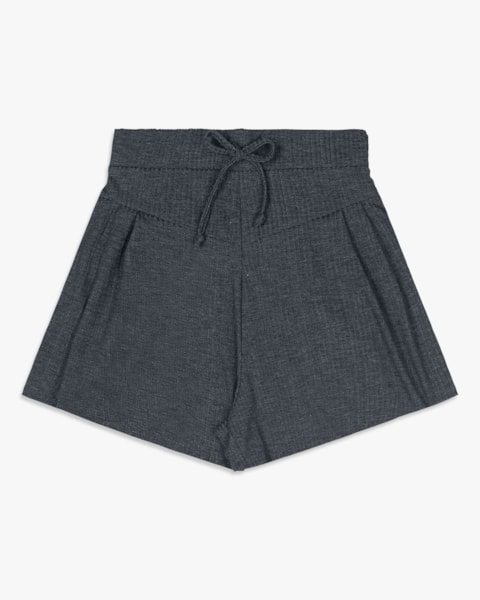 Shorts Feminino Juvenil em Ribana Canelada - BaseD - Dark Mescla