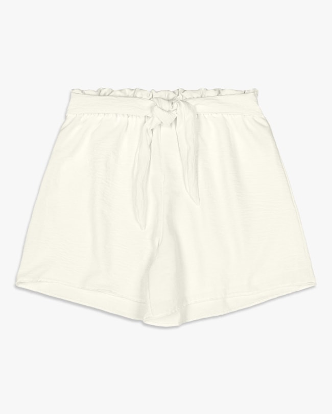 Shorts Feminino Juvenil em Tecido Crepe com Cinto - BaseD - Natural-01f8ed72-0371-40c8-b8d7-67c8b84abd83