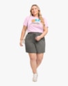 Shorts Feminino Plus Size em Viscose com Bolso - Cereja Rosa - Dark Gray-5aa28d8e-4df1-4646-a247-6bc76d8546e0