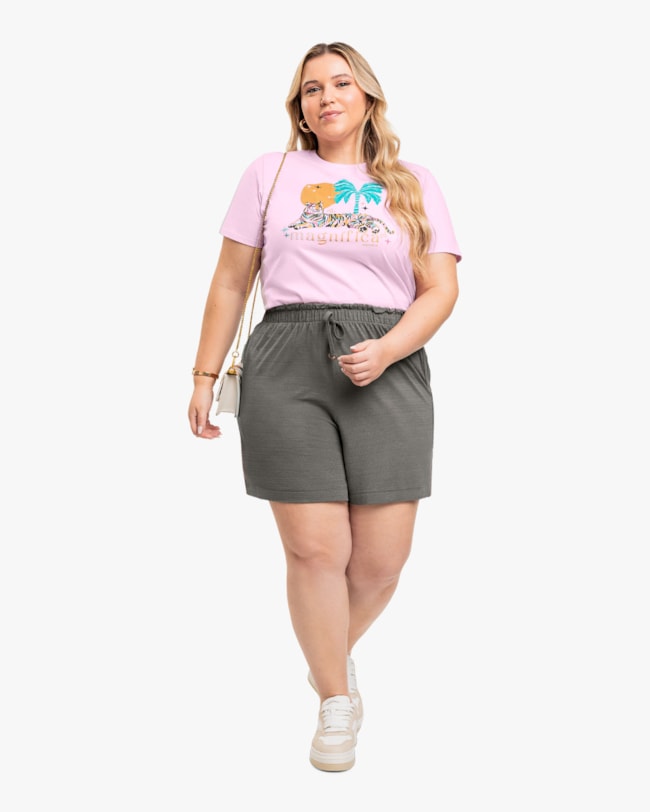 Shorts Feminino Plus Size em Viscose com Bolso - Cereja Rosa - Dark Gray-418b3744-326a-4d0f-b9c8-802e8354f122
