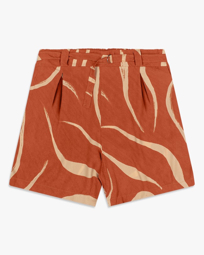 Shorts Feminino Plus Size em Viscose com Cinto - Cereja Rosa - Inca-e6808584-c985-4966-87dd-f96c7de2cd0e