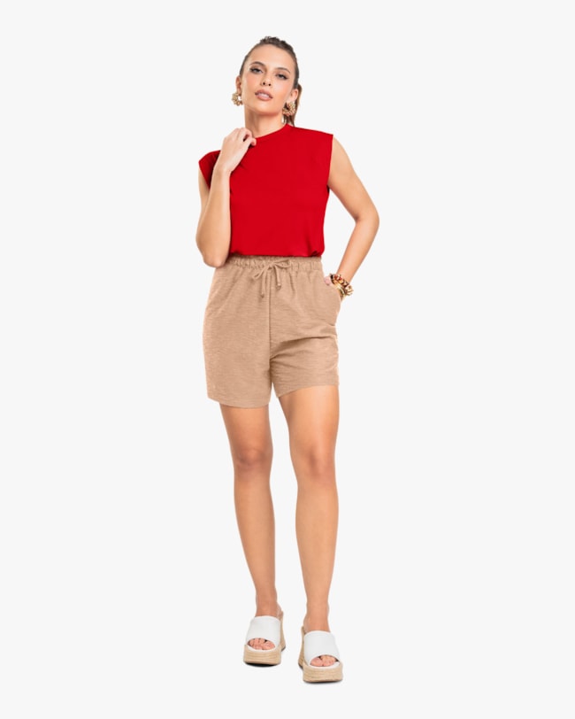 Shorts Feminino Texturizado com Bolso - Cereja Rosa -Toffee-G-b9313e9d-da1f-4726-a147-a583bc802af4