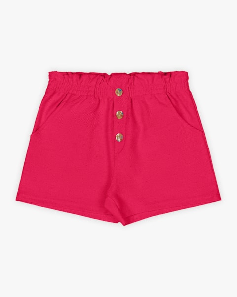Shorts Infantil Feminino em Moletinho Sarjado - Kely Kety - Cherry