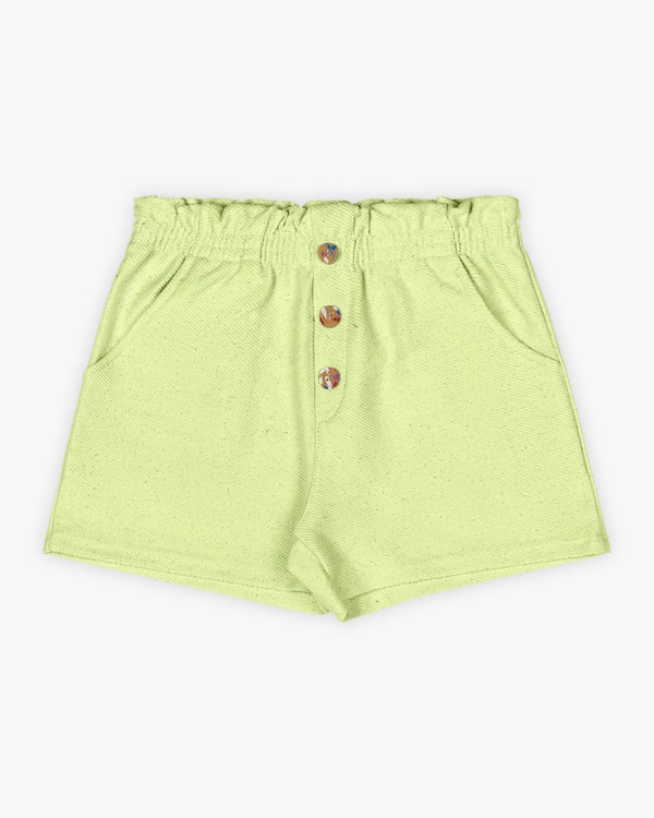 Shorts Infantil Feminino em Moletinho Sarjado - Kely Kety - Matcha