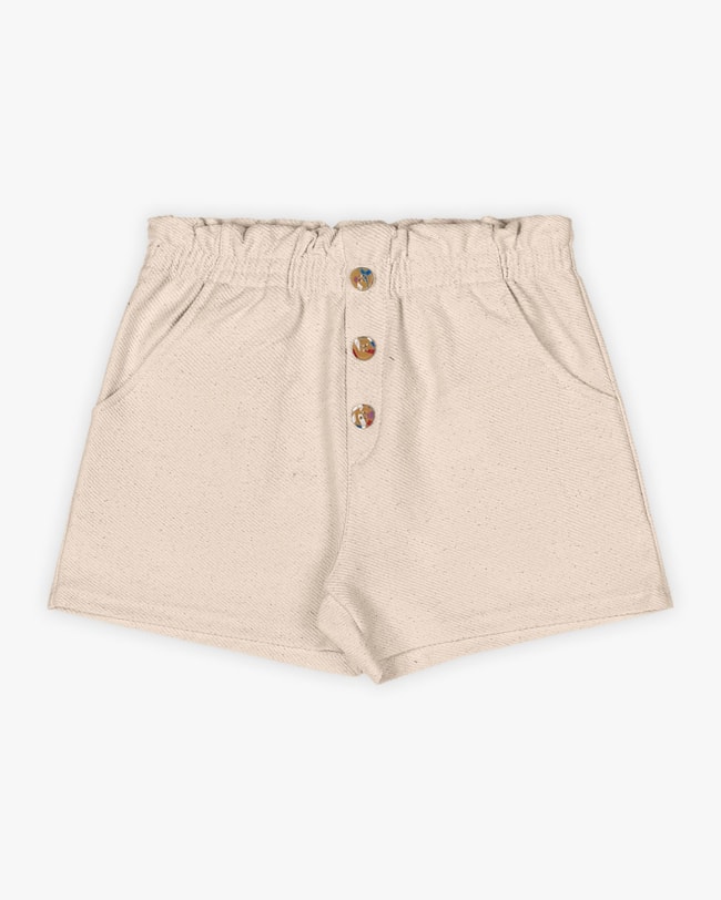 Shorts Infantil Feminino em Moletinho Sarjado - Kely Kety - Off White-99fb8e67-57b6-4d44-8007-fe7c7027c41b