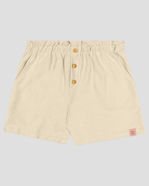 Shorts Infantil Menina em Moletinho com Botões Kely Kety Bege