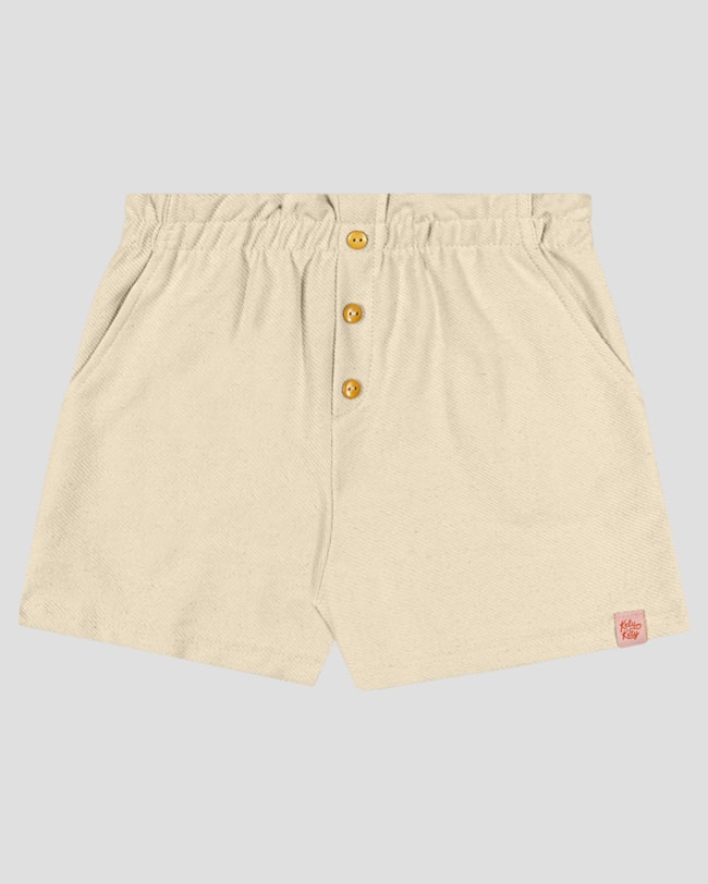 Shorts Infantil Menina em Moletinho com Botões Kely Kety Bege-f72985b1-01f7-4fad-9a8c-902519a4d910