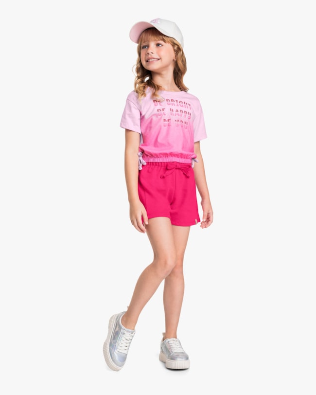 Shorts Infantil Menina em Moletinho - Kely Kety - Cherry-d55b8514-7d15-4463-bbcb-2b79896f7438