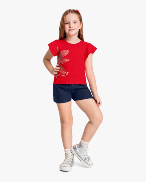 Shorts Infantil Menina em Moletinho Sarjado - Kely Kety - Oxford