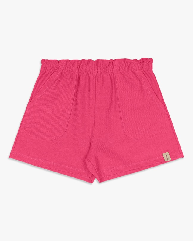 Shorts Infantil Menina em Moletinho Sarjado - Kely Kety - Rosa Cereja-9bc7b671-3277-45e3-99d5-20f6d03e2769