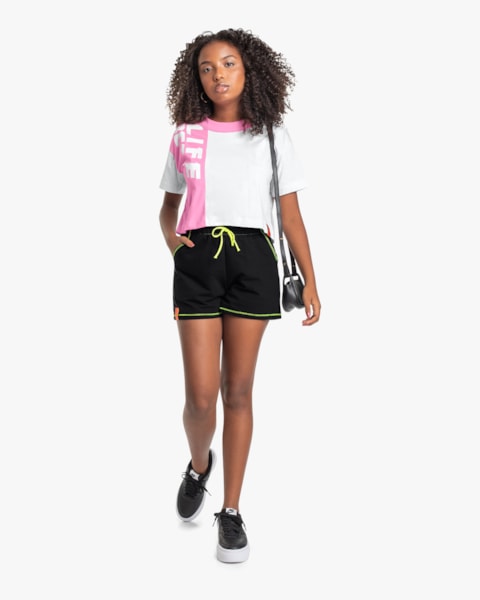 Shorts Juvenil Feminino em Moletinho BaseD Preto