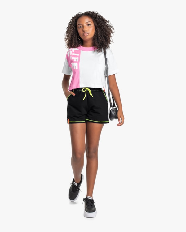 Shorts Juvenil Feminino em Moletinho BaseD Preto