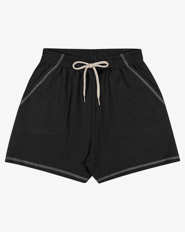 Shorts Juvenil Feminino em Moletinho com Bolso - BaseD - Preto-8640a190-b88b-4161-9551-c18bc63a4bed
