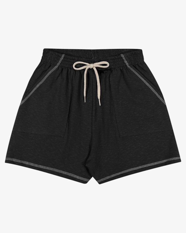 Shorts Juvenil Feminino em Moletinho com Bolso - BaseD - Preto