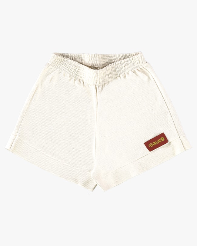 Shorts Juvenil Feminino em Moletinho Sarjado - BaseD - Off White-262e7b02-12e3-4f8d-a7f2-00d1332c624f