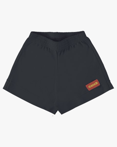 Shorts Juvenil Feminino em Moletinho Sarjado - BaseD - Preto