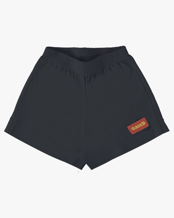 Shorts Juvenil Feminino em Moletinho Sarjado - BaseD - Preto