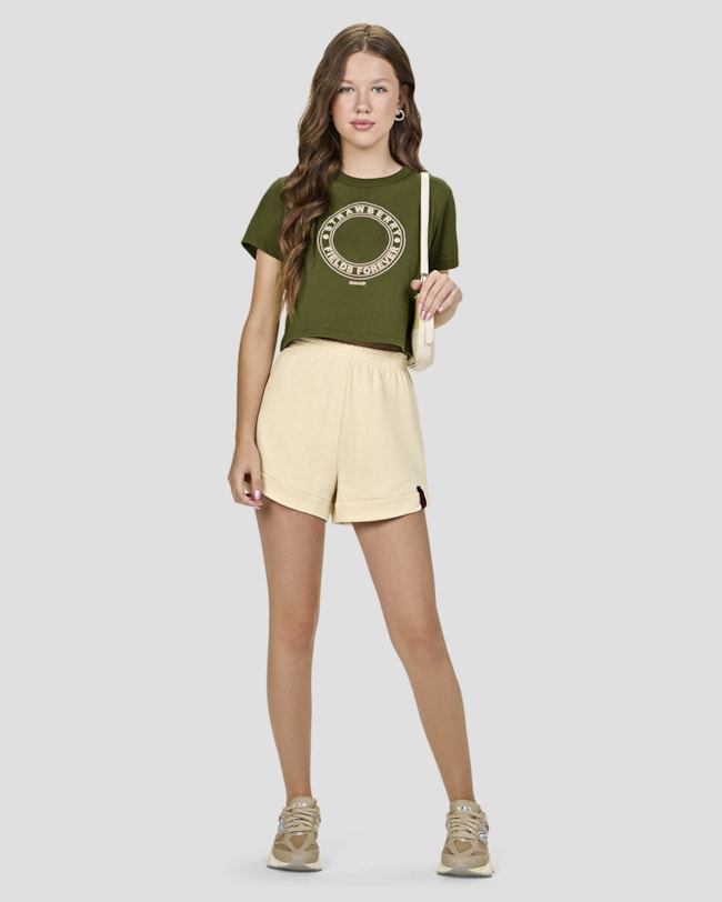 Shorts Juvenil Feminino em Moletinho Sarjado - ReiRex - Tapioca-af56565a-7d6c-459c-ac60-b19b2f6499b2