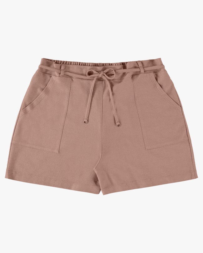 Shorts Plus Size em Moletinho com Cordão - Cereja Rosa - Aveia P-9232a09e-c202-4f64-8fbb-93d1bea5d5b2