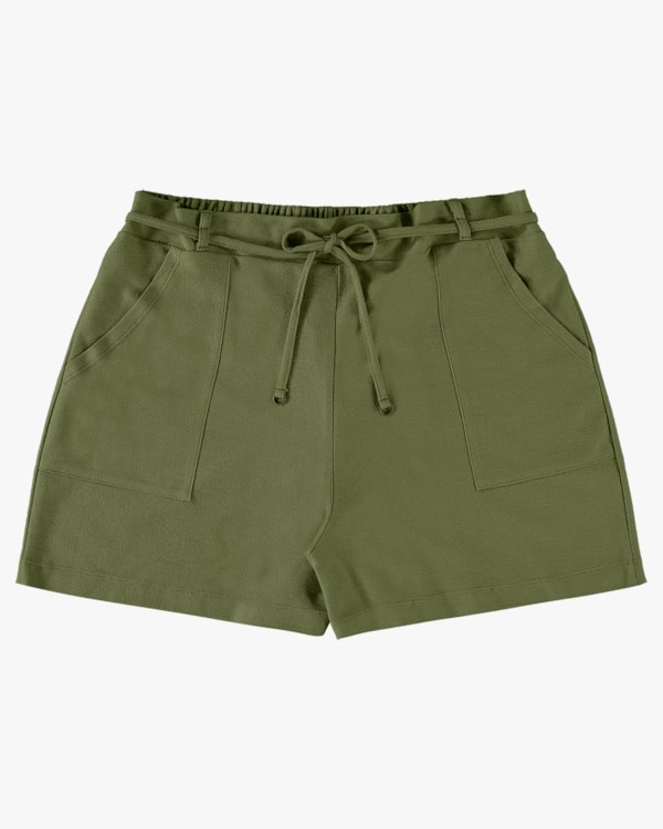Shorts Plus Size em Moletinho com Cordão - Cereja Rosa - Oliveira