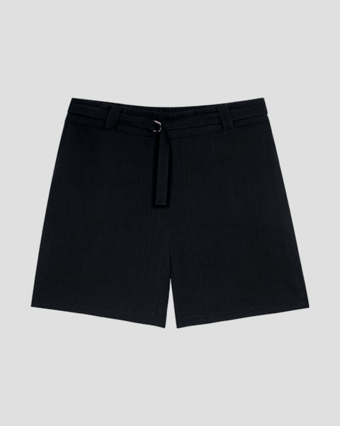 Shorts Plus Size em Viscose com Cinto Cereja Rosa Preto