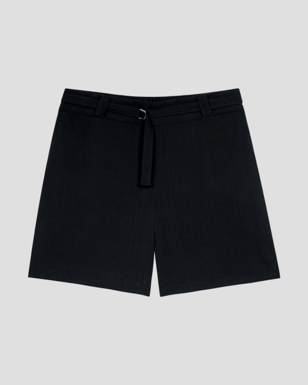 Shorts Plus Size em Viscose com Cinto Cereja Rosa Preto
